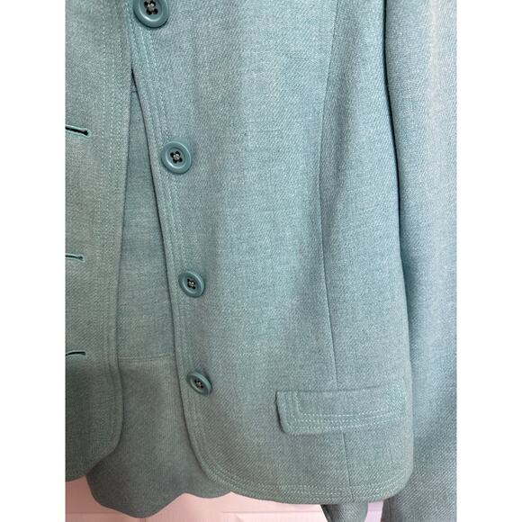 Gap 2 Piece Pastel Wool Suit Size 8 Medium Teal Office School Suit Ruffle - Picture 5 of 10